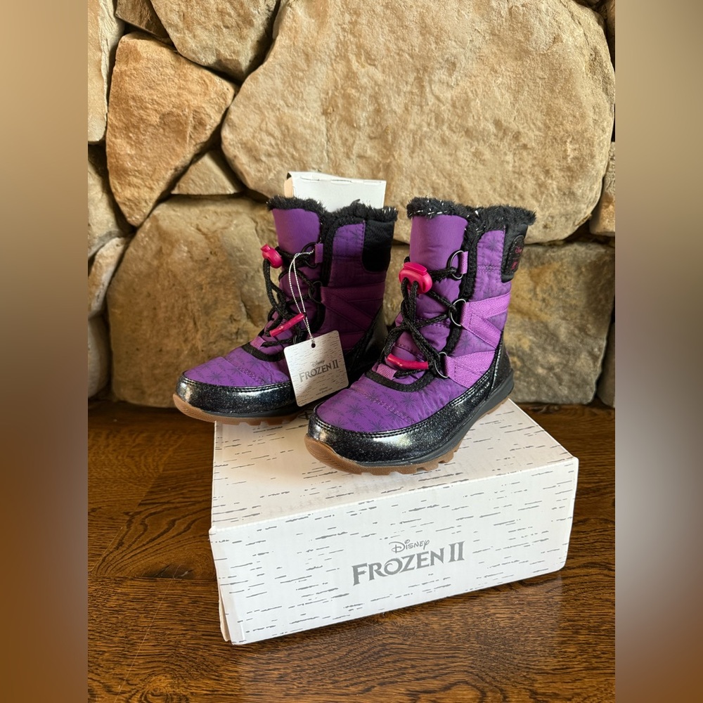 New🌟Disney Frozen II Sorel x Disney Frozen Snow Purple Black Boots